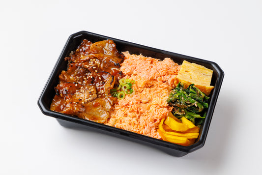 ほぐし銀鮭と味噌タレ牛カルビ重